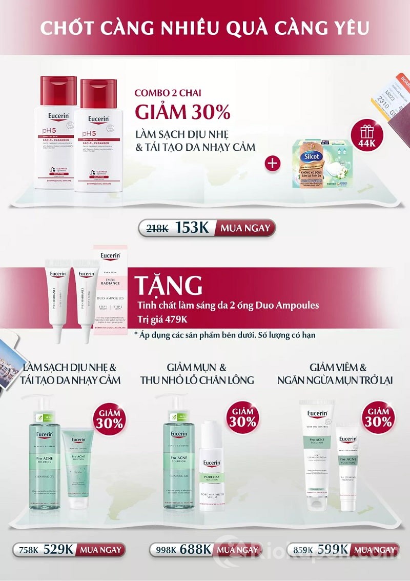 Ưu đãi Eucerin sale 5.5 trên Shopee với voucher giảm giá lớn
