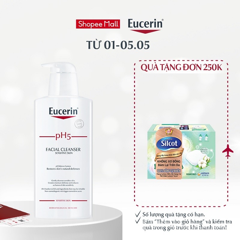 Sữa rửa mặt Eucerin pH5 Facial Cleanser 400ml dạng gel dịu nhẹ