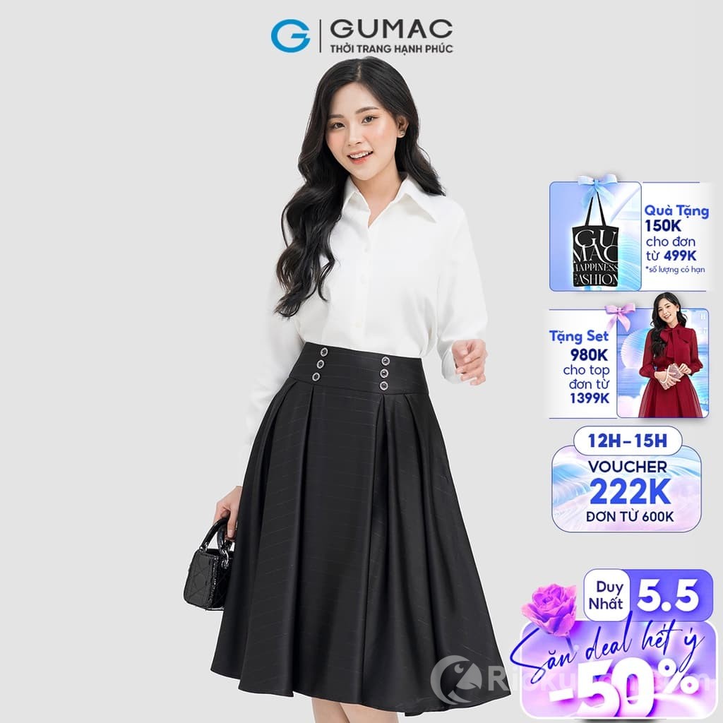 Chân váy xòe đính nút Gumac trong Lazada Sale 5-5