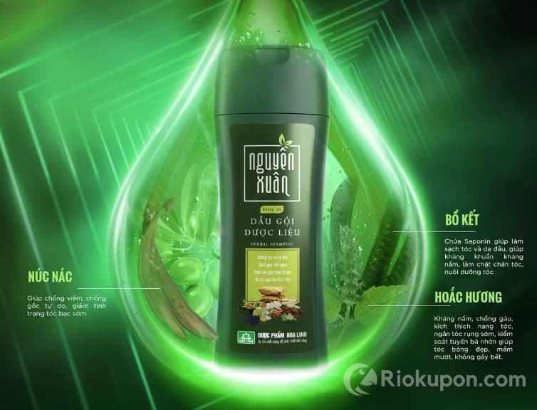 Dầu gội dược liệu Nguyên Xuân chai xanh dưỡng tóc