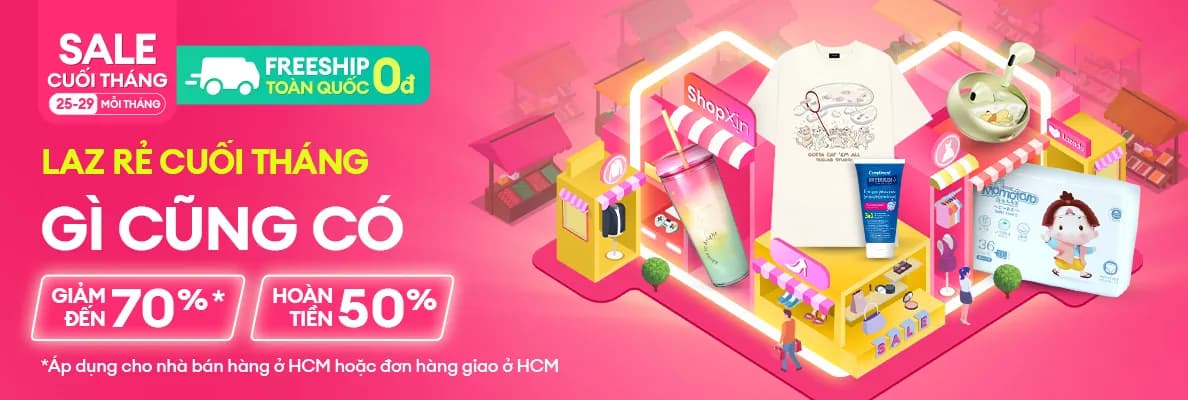 Banner thông tin Lazada Sale cuối tháng 2025 với ưu đãi khủng