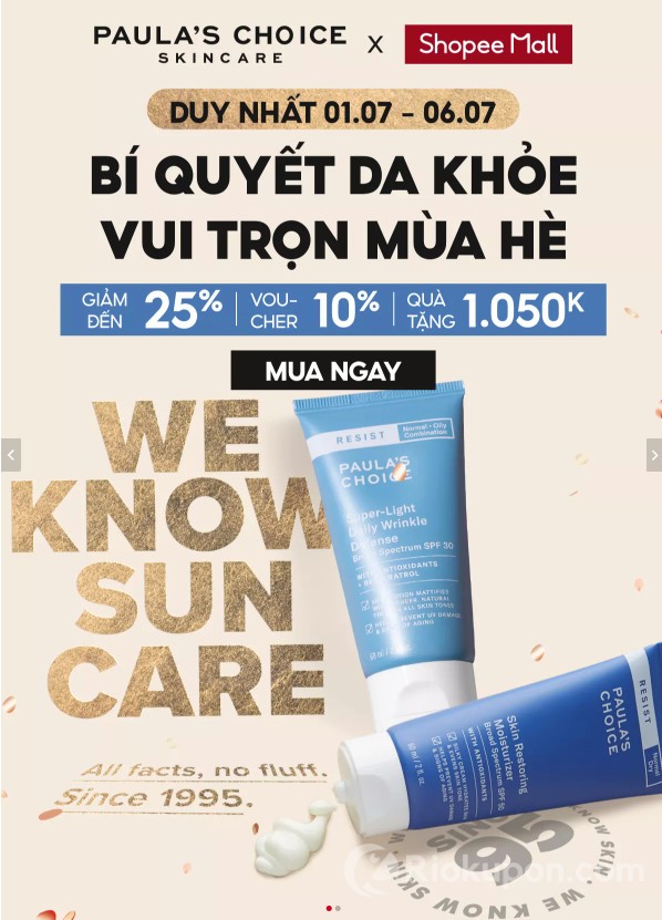 Mỹ phẩm Paula's Choice sale sốc đón hè, nhận ngay deal giảm 25% kèm quà khủng tới 1.050k
