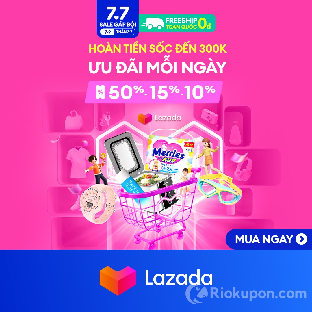 Hoàn tiền gấp đôi Lazada sale 7.7