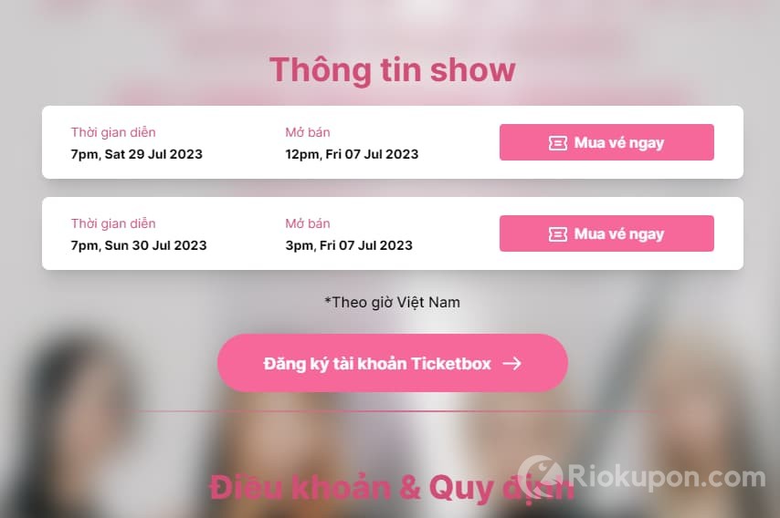 Các bước mua vé Blackpink thành công