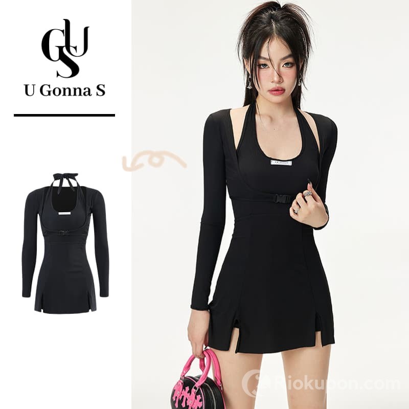 Set đồ bơi U GONNA S 3 món có đệm ngực tay dài đàn hồi phong cách Hàn Quốc - bikini hè 2023