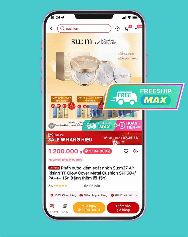 Logo Freeship MAX trên sản phẩm Lazada