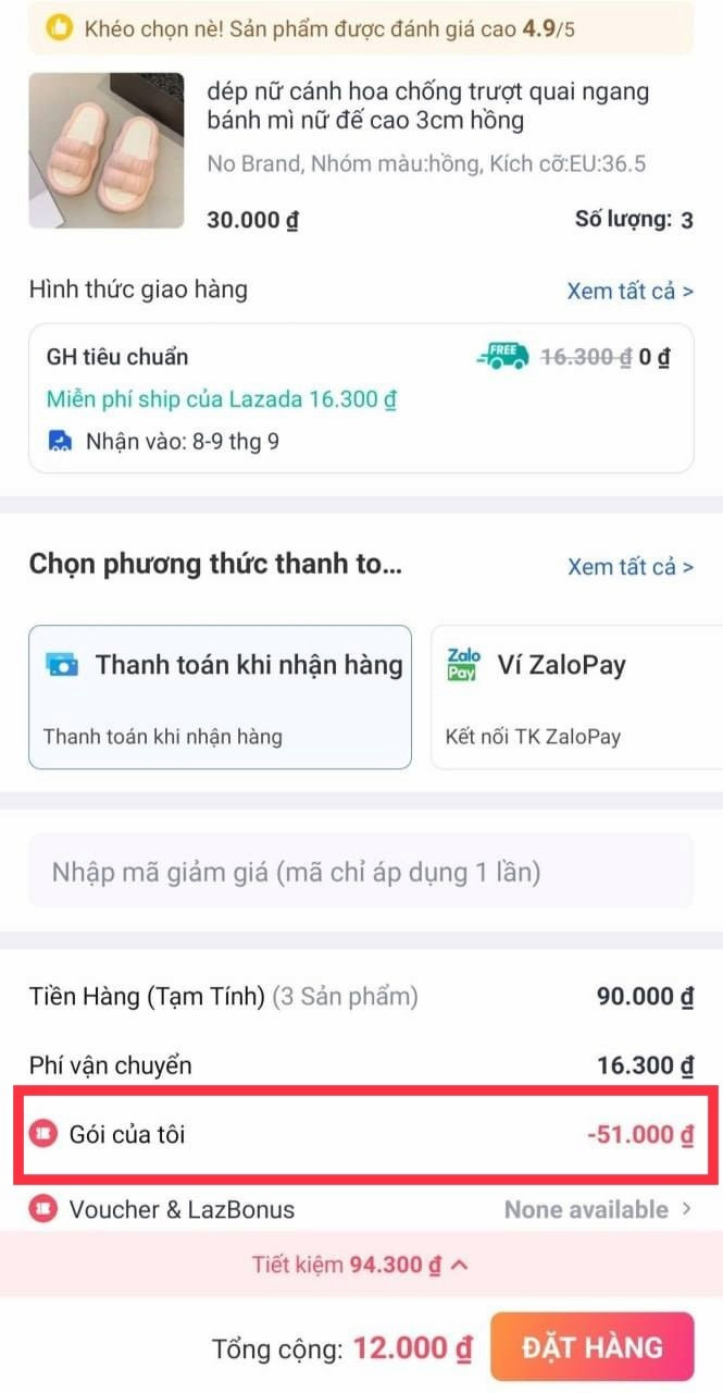 Các sản phẩm trong đơn hàng giảm giá iChoice Lazada