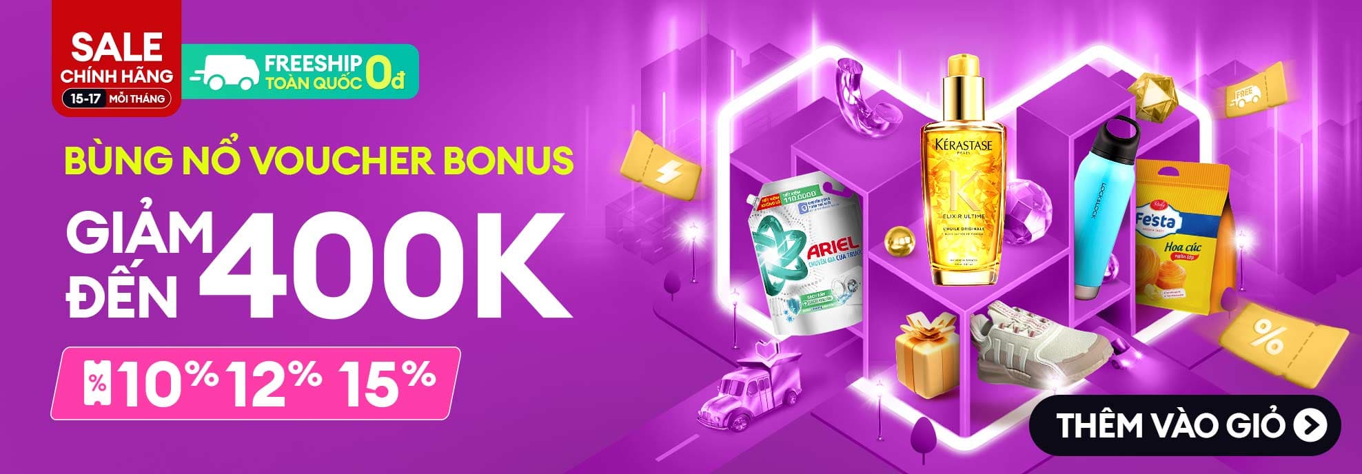 Banner Lazada Sale 15.11 với voucher 400K và freeship