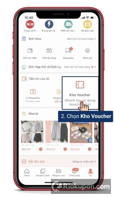 Lựa chọn mã giảm giá tại trang thanh toán