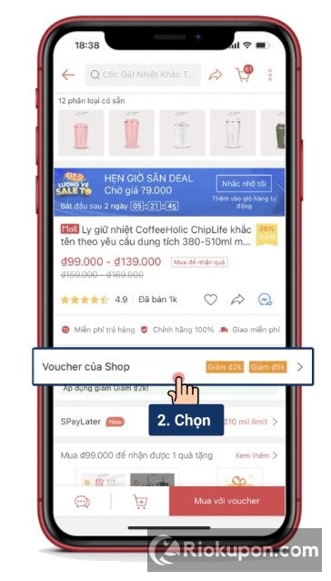 Nhận voucher từ Shopee Live