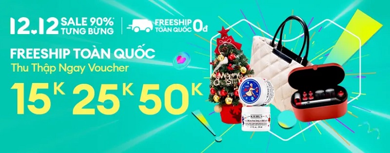 Mã FreeShip Lazada 12.12 giảm 50K toàn quốc