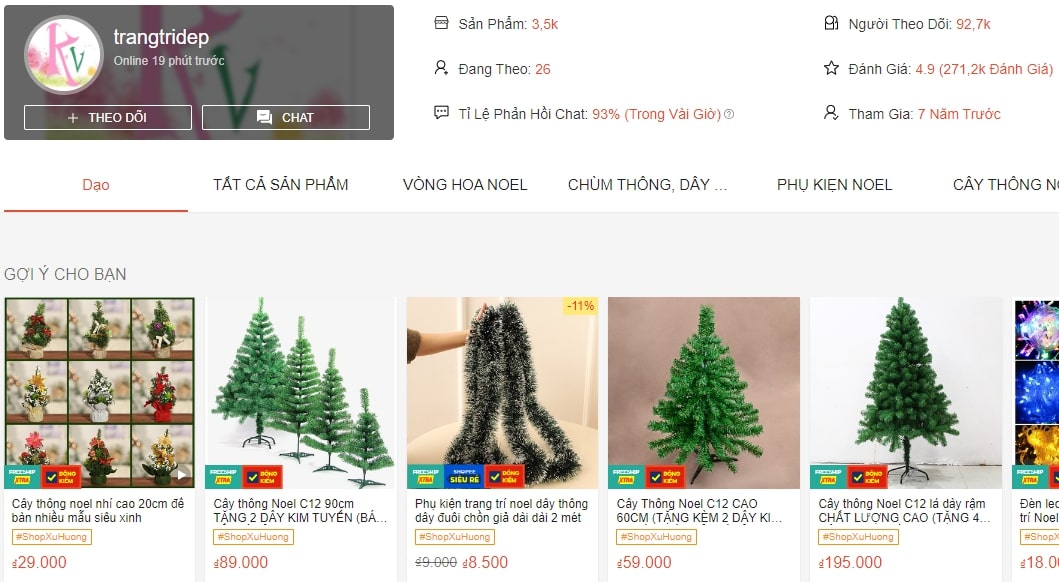 Review cây thông Noel shop trangtridep trên Shopee