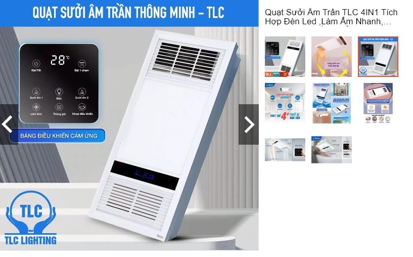 Máy sưởi âm trần tích hợp đèn LED TLC 4IN1