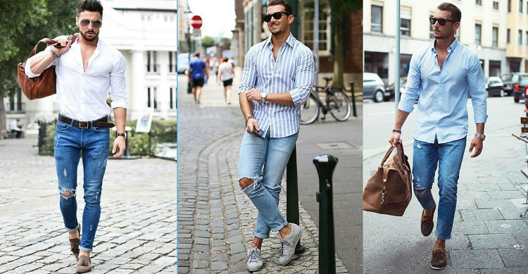 Cách phối đồ áo sơ mi và quần jeans cho nam ngày Tết