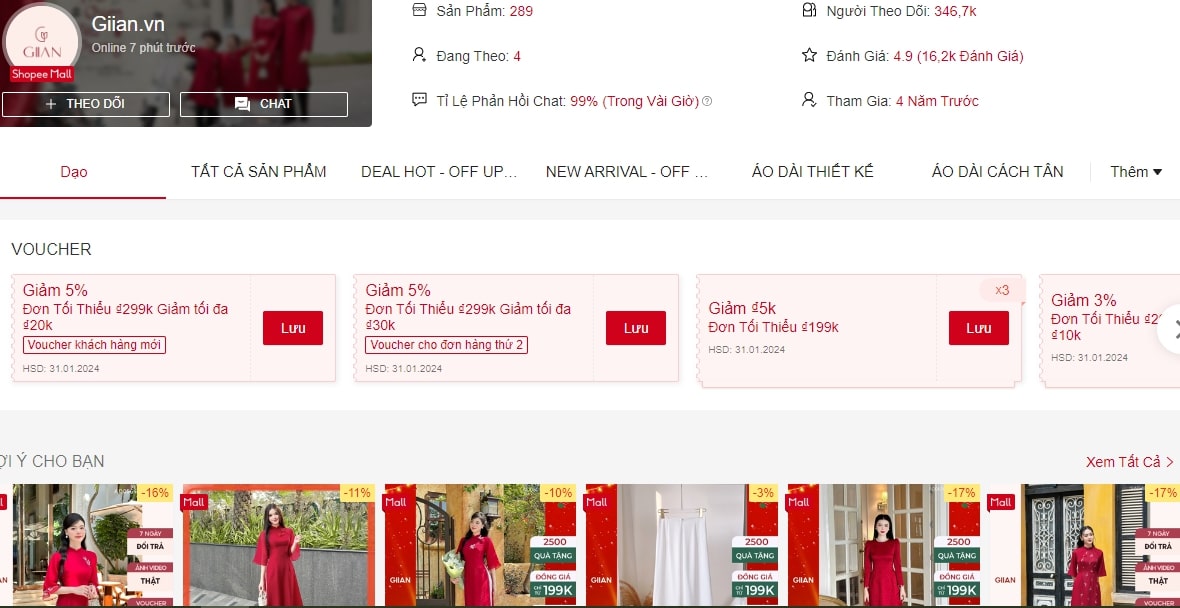 Review quần áo Tết Giian.vn đẹp sang chảnh
