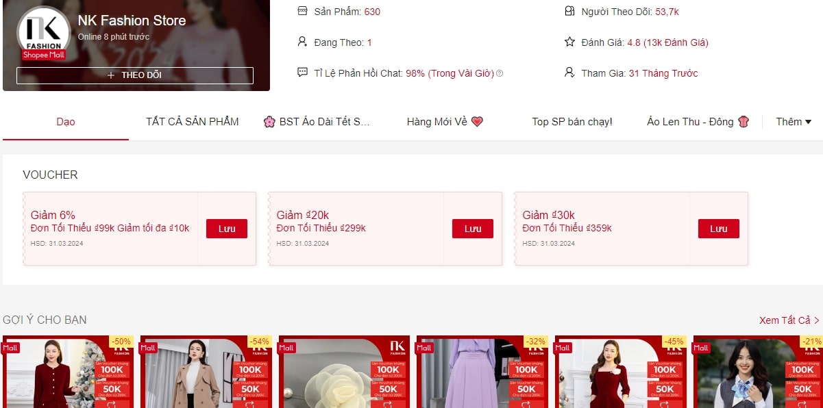 Quần áo Tết NK Fashion Shopee