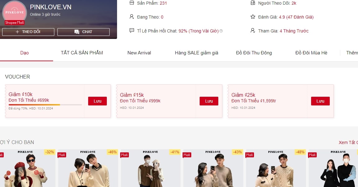 Quần áo Tết đôi PINKLOVE.VN Shopee