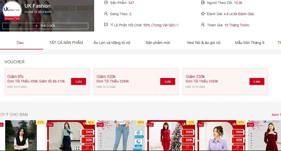 Quần áo Tết UK Fashion Shopee