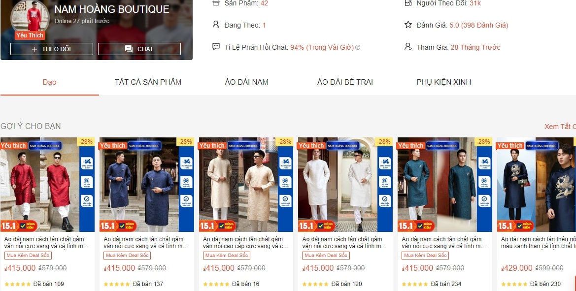 Quần áo Tết nam NAM HOÀNG BOUTIQUE Shopee