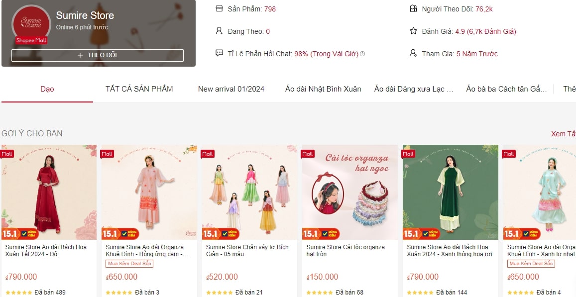 Quần áo Tết cao cấp Sumire Store Shopee