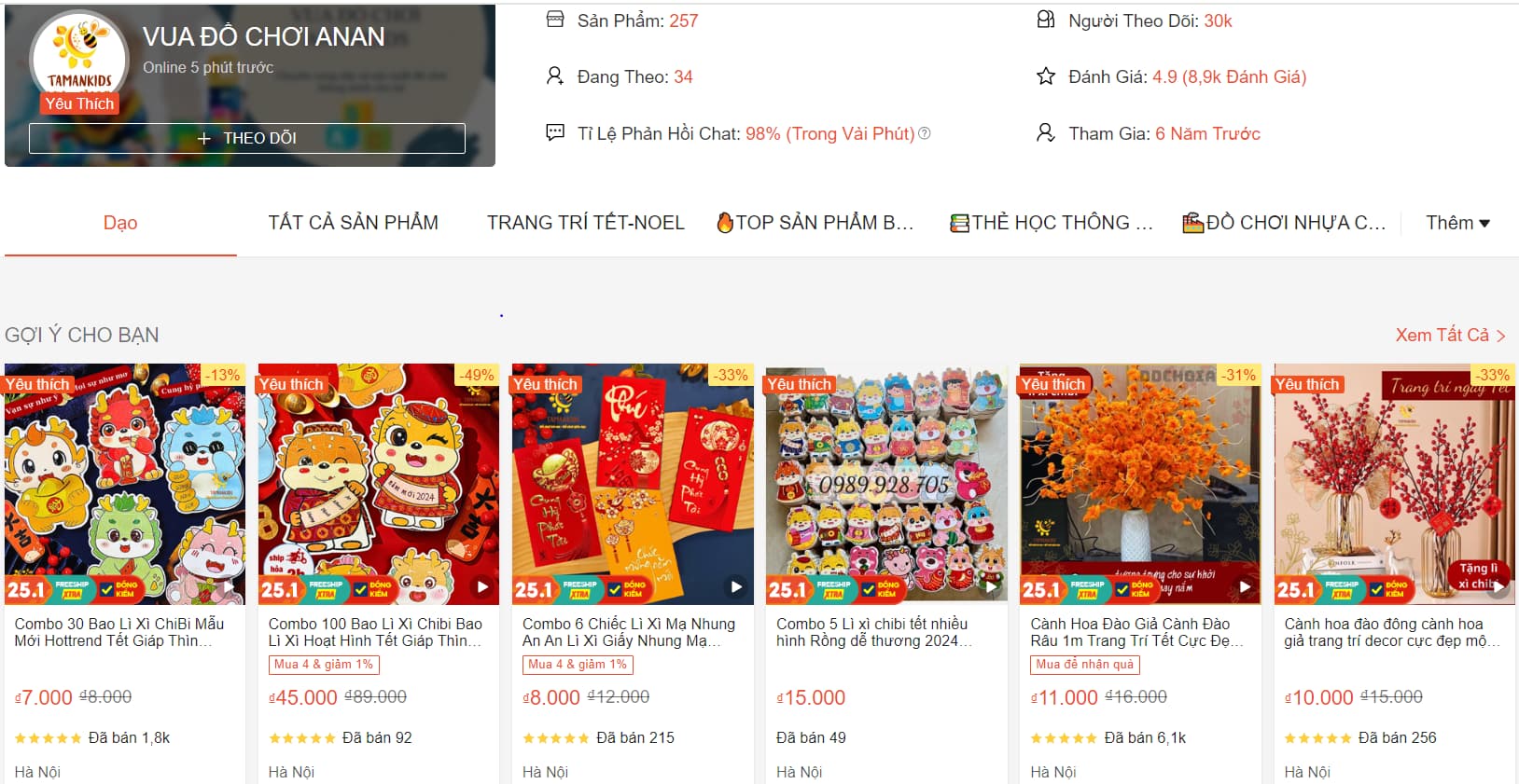 Bao lì xì chibi dễ thương shop vua đồ chơi Anan