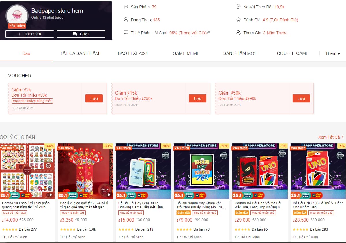 Bao lì xì in theo yêu cầu Tết 2024 shop Badpaper.store
