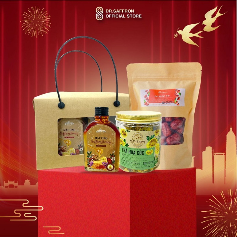 Set quà Tết Saffron ngâm mật ong