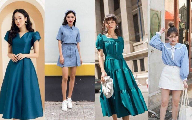 Mặc trang phục màu xanh lam mùng 1 Tết thanh lịch