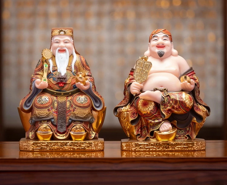 Vệ sinh tượng Thần Tài và ông Địa chuẩn bị cho ngày vía Thần Tài