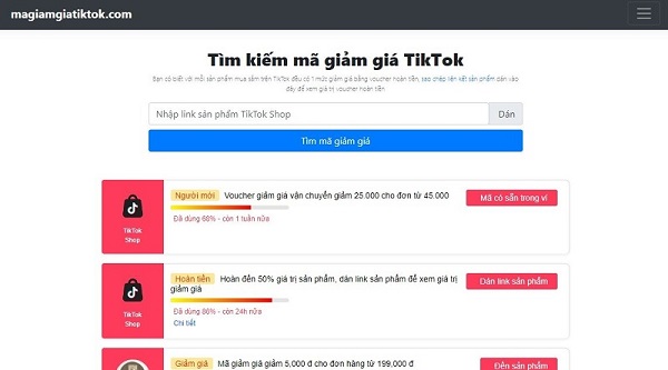 Mã giảm giá TikTok từ các nhiệm vụ trên app