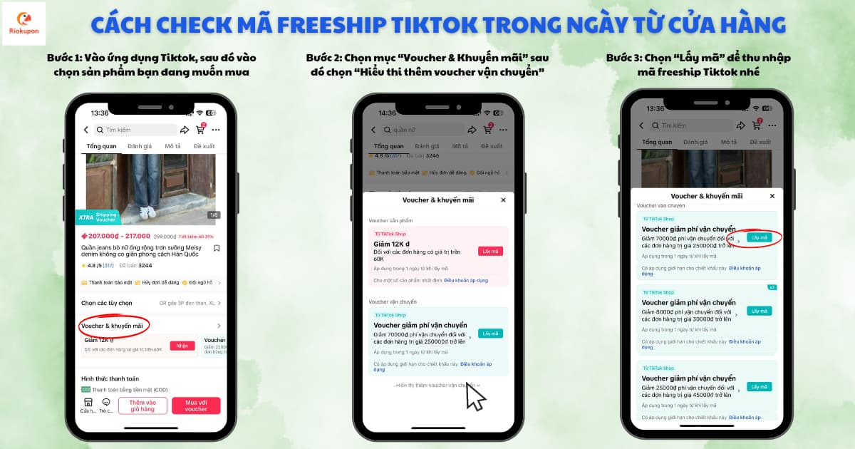 Check mã freeship Tiktok trong ngày tại cửa hàng