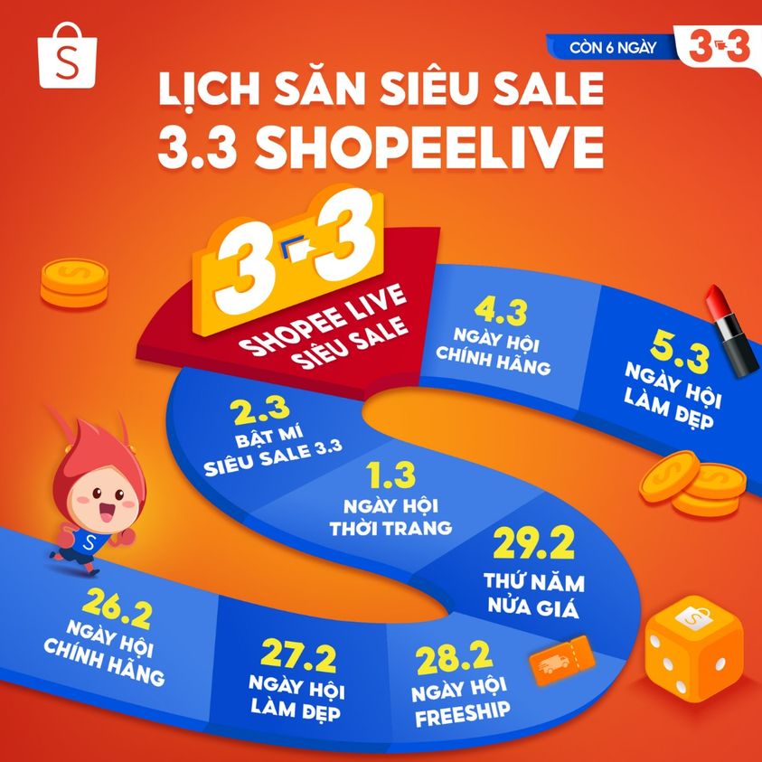Lịch săn sale Shopee 3.3 - sale lớn đầu tiên của năm
