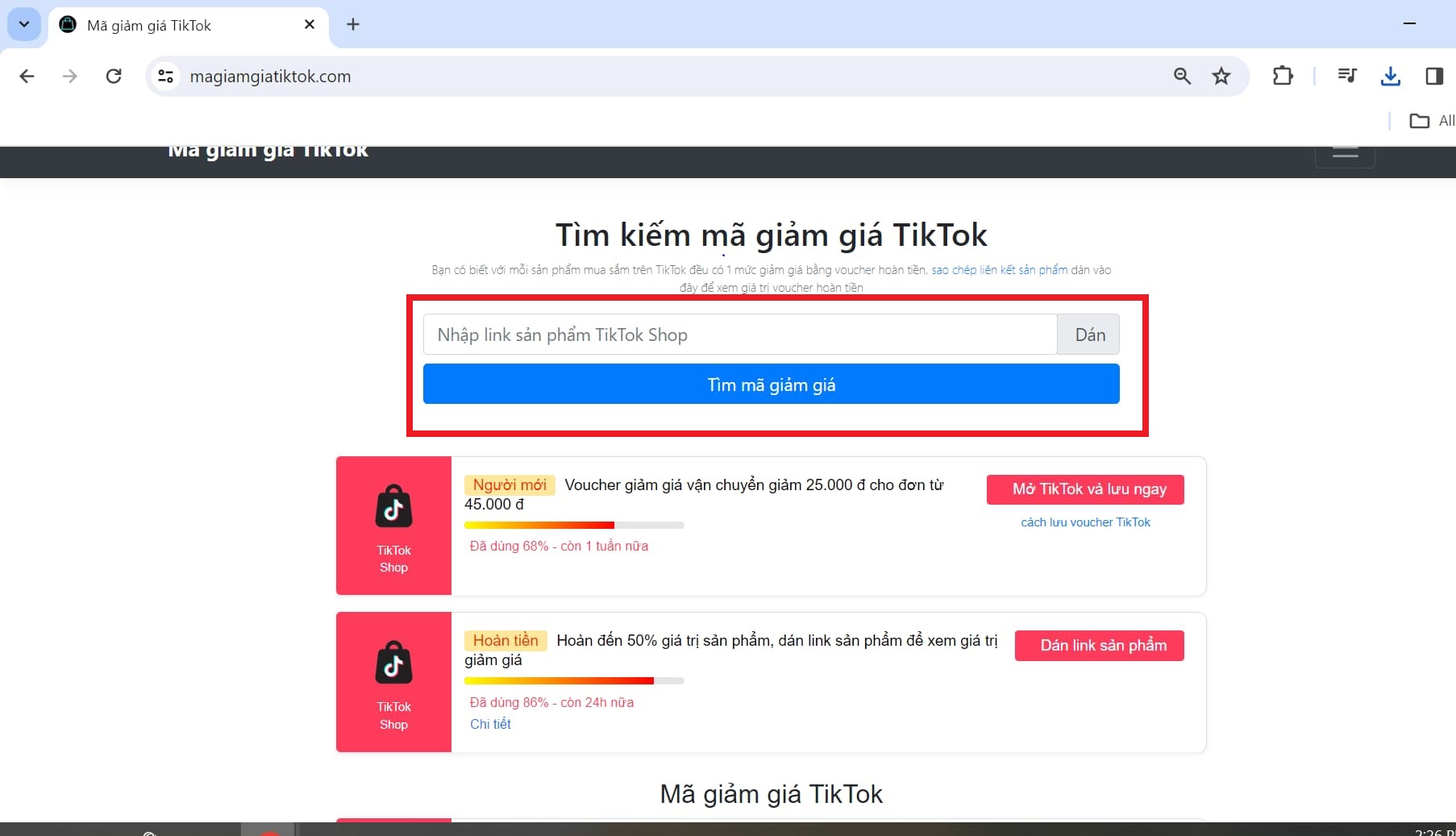 Cách tìm mã giảm giá TikTok Shop trên website