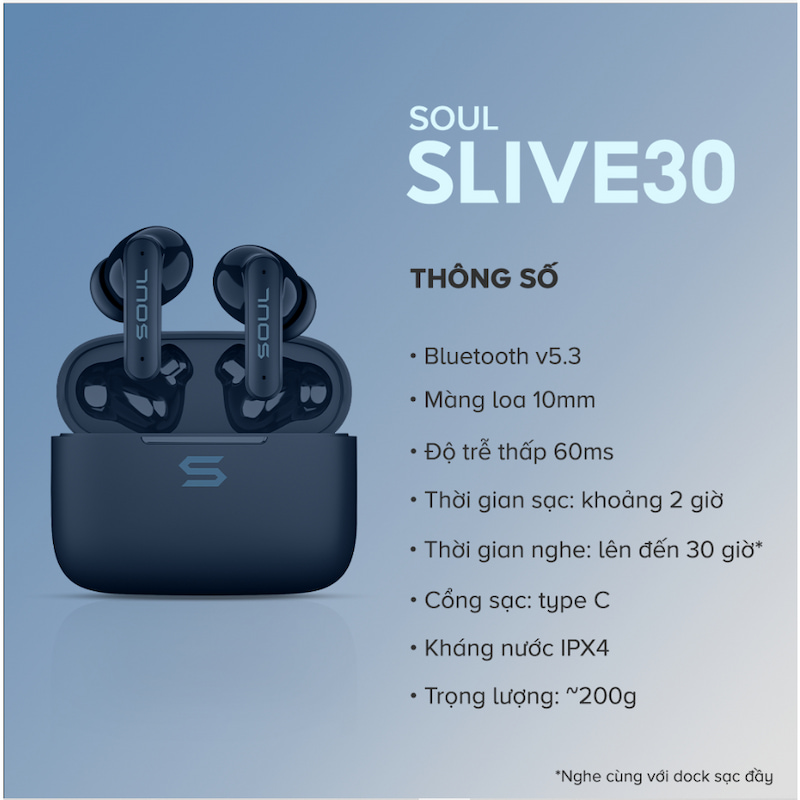 Tai nghe TrueWireless SOUL S-Live 30 hộp sạc