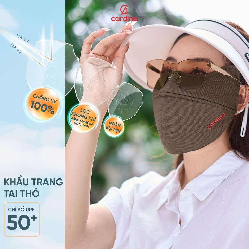 Khẩu trang chống tia UV Cardina lõi bông hoạt tính