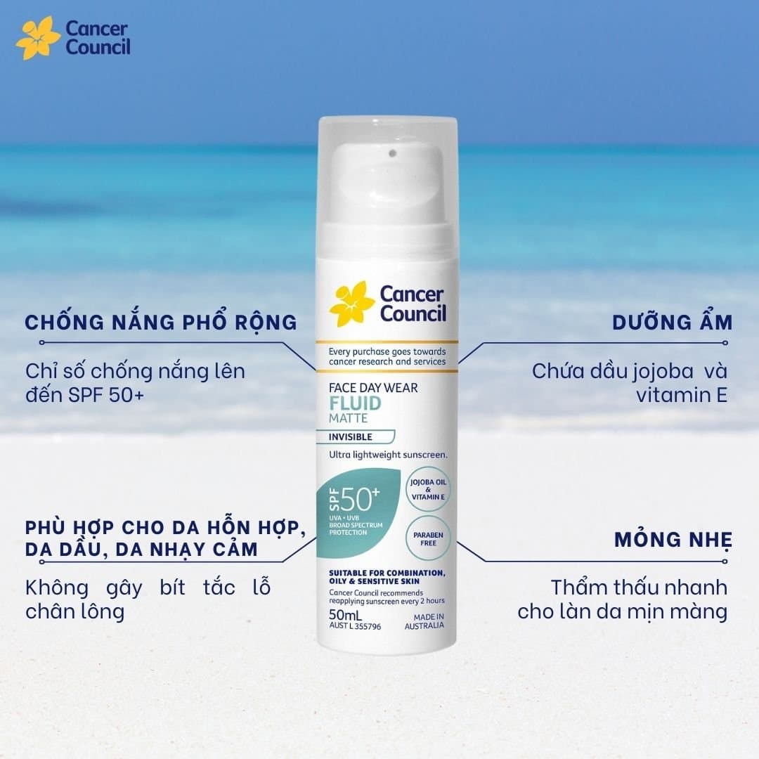Kem chống nắng Úc Cancer Council Face Day Wear Fluid Matte