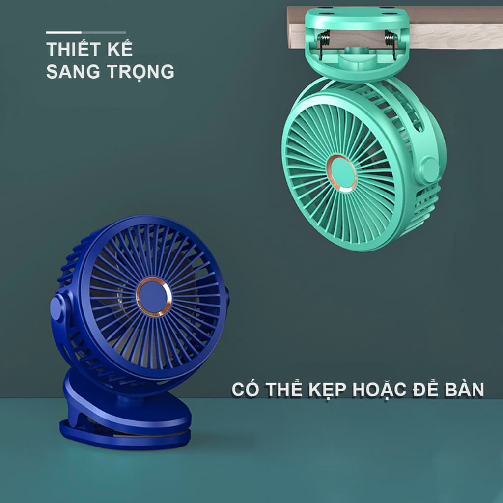 Quạt cầm tay sạc điện mini Deladep GF07 trục xoay 720 độ