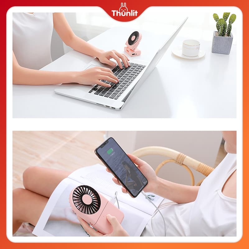 Quạt cầm tay sạc điện mini Thunlit 3 màu thời trang
