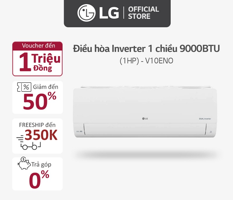 Máy lạnh LG Inverter 1 chiều 9000BTU (1HP) V10ENO