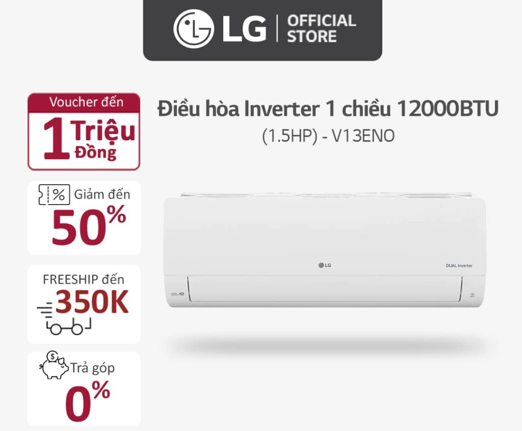 Review điều hòa LG Inverter 1 chiều 12000BTU V13ENO giá rẻ