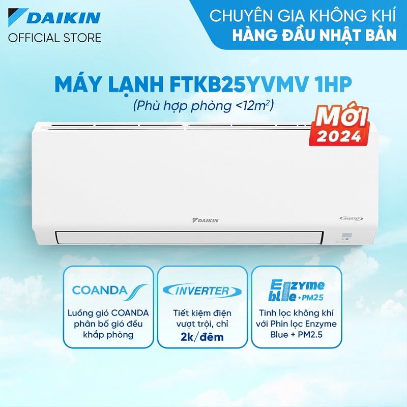 Máy lạnh Daikin Inverter 1 chiều FTKB25YVMV 1HP 9000BTU