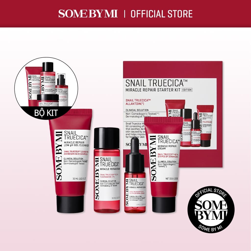 Set skincare mini Somebymi Snail Truecica Miracle bộ 4 sản phẩm