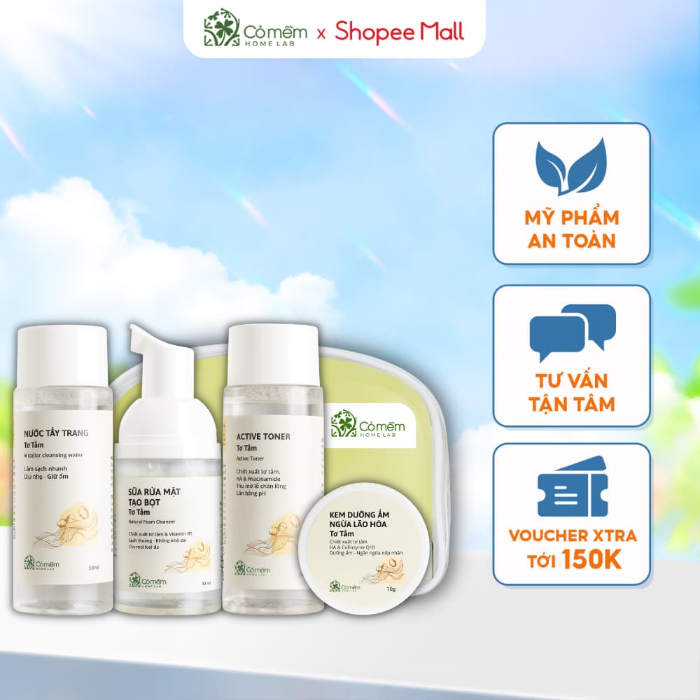 Set skincare mini Cỏ Mềm với thành phần rau má