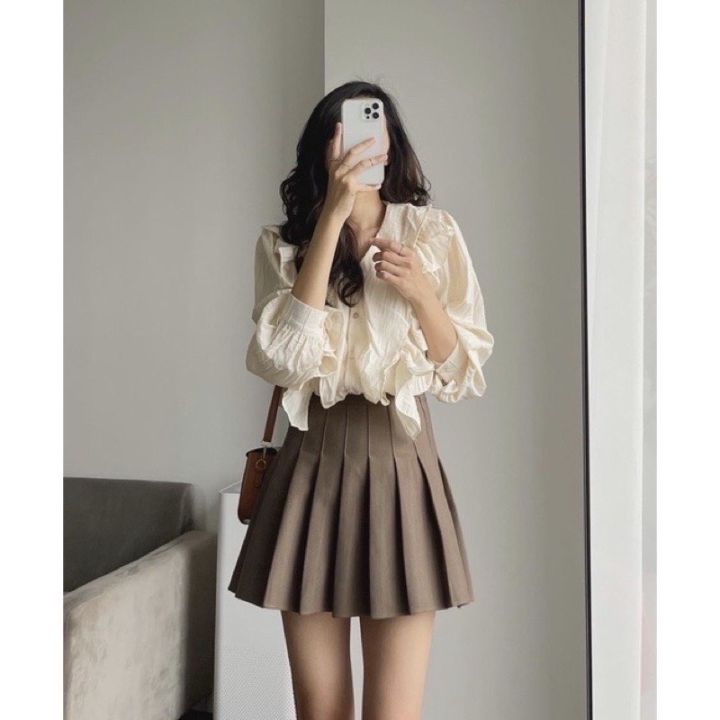 Chân váy xếp ly nữ Choobe kiểu lưng cao dáng basic - dáng suông dễ phối