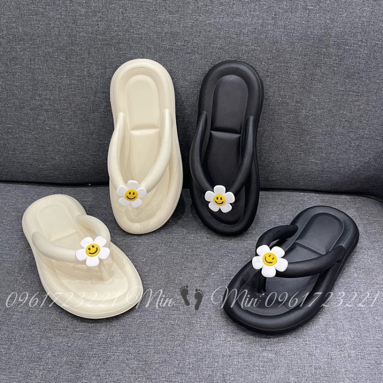 Review dép xỏ ngón kẹp tông hoa cúc đi biển siêu xinh