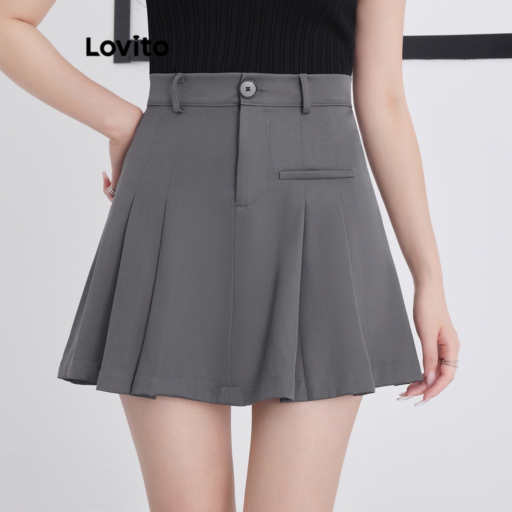 Chân váy xếp ly Lovito L58AD074