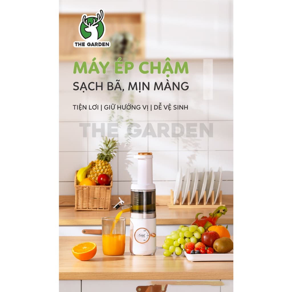 Máy ép chậm The Garden thiết kế siêu nhỏ gọn, dễ vệ sinh