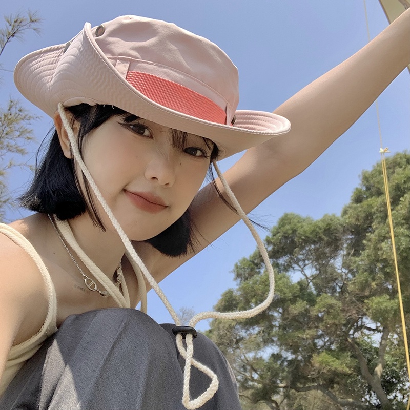 Mũ ngư dân che nắng ngoài trời với đai mũ khác màu