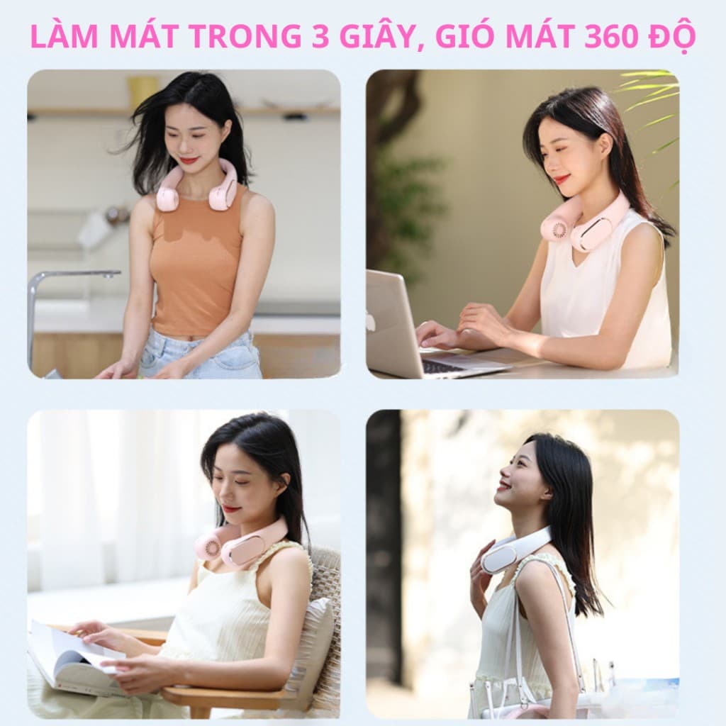 Quạt làm mát đeo cổ Cenlica có màn hình LED thông minh