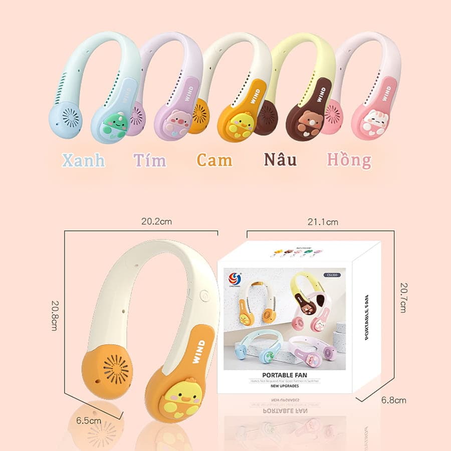 Quạt làm mát đeo cổ Fauget Wind thiết kế hai tua bin không cánh